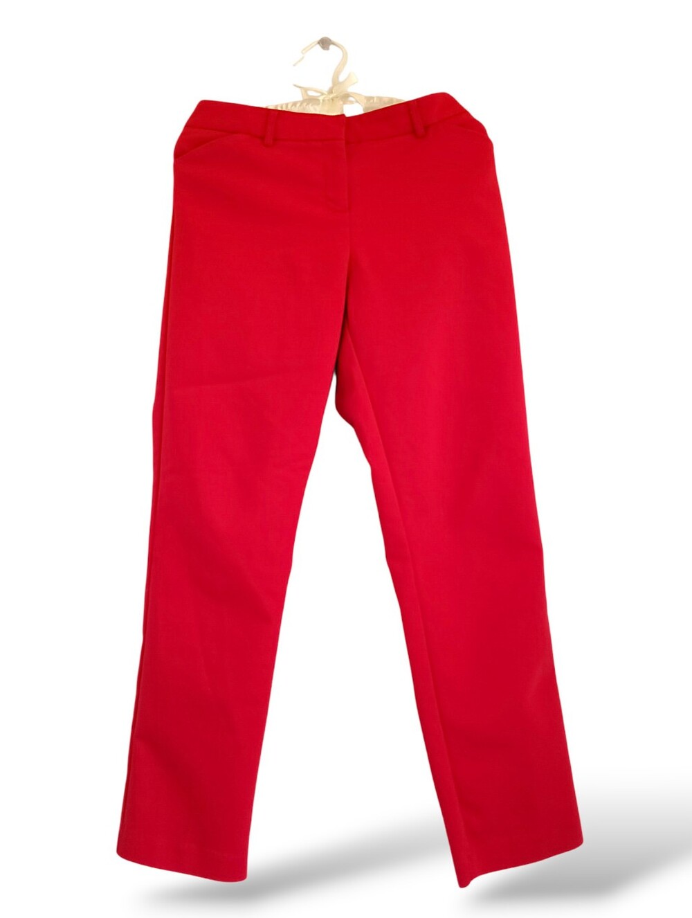 Carolina Belle Red Tailored Pants Slim Fit Ankle Length Stretch Business Casual